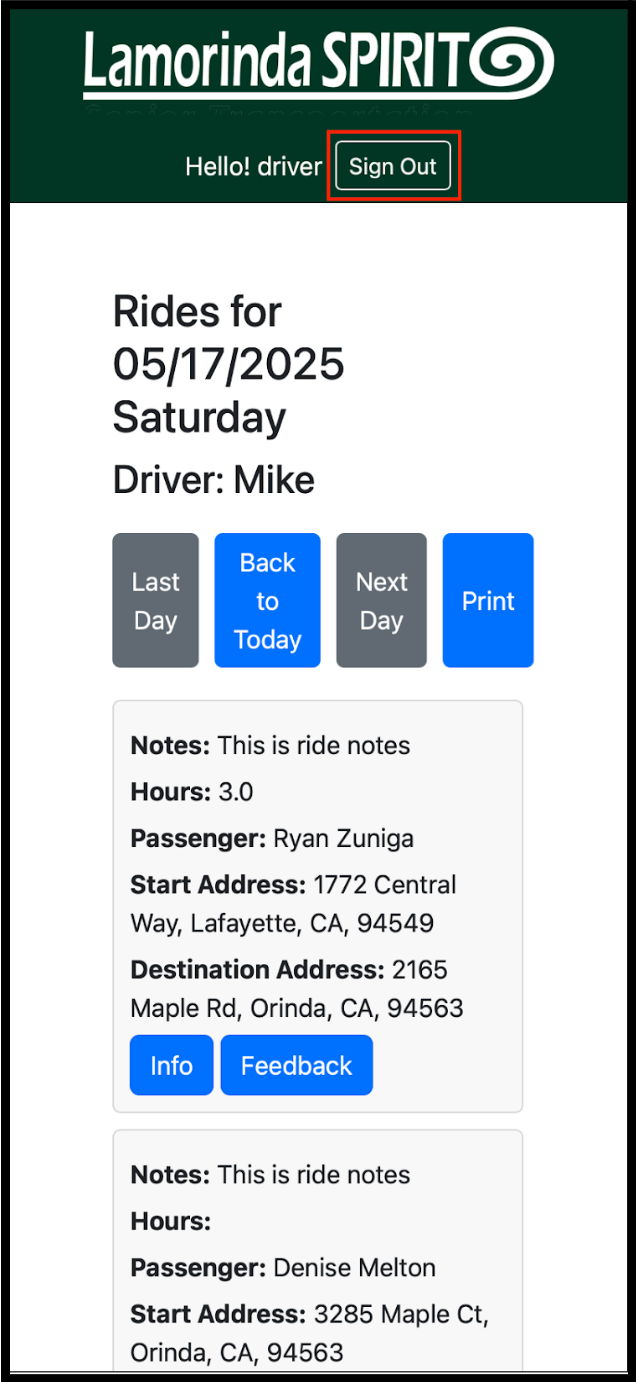 Logging in and Signing out